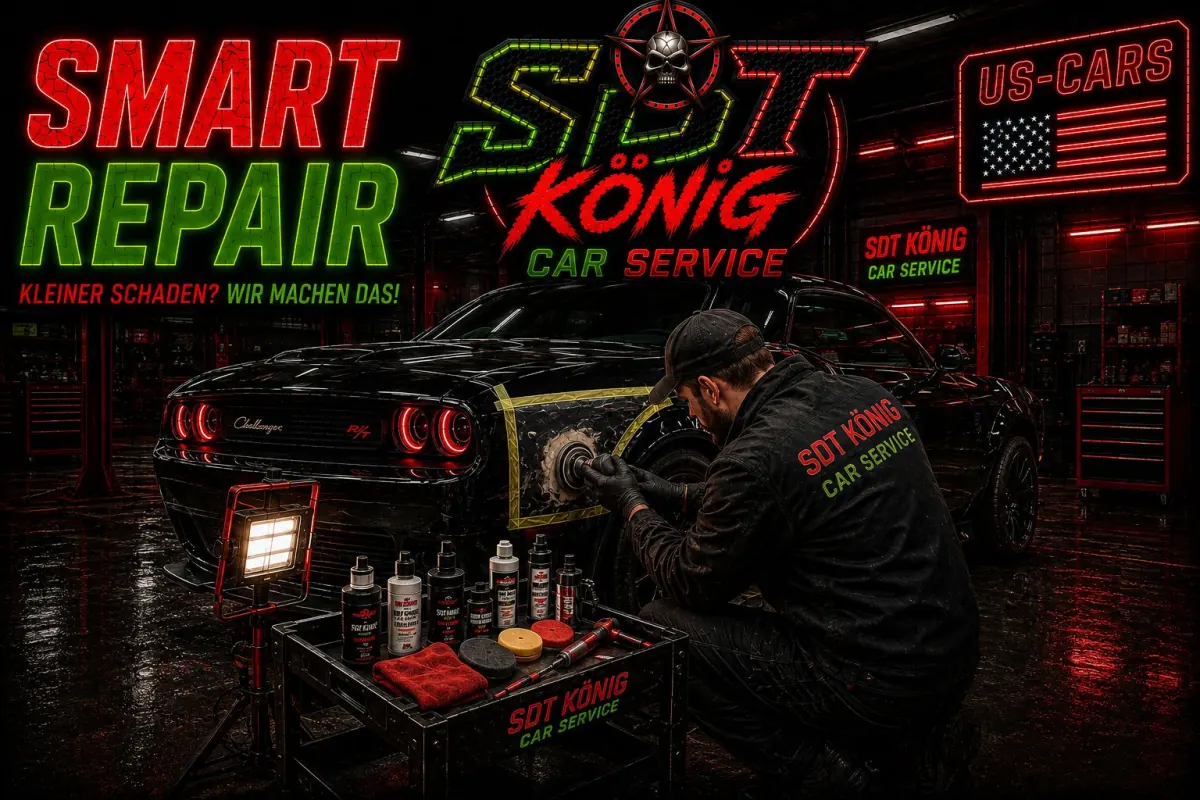 Smart Repair bei SDT König Car Service – punktuelle Lackausbesserung an einem Dodge Challenger